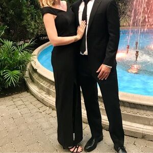 Bariano Elegant Black Off-Shoulder Evening Dress